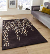 Modern geometric brown rug with cascading dot pattern